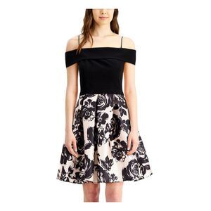 MORGAN & CO Womens Black Shoulder Straps Short Sleeve Dress 5